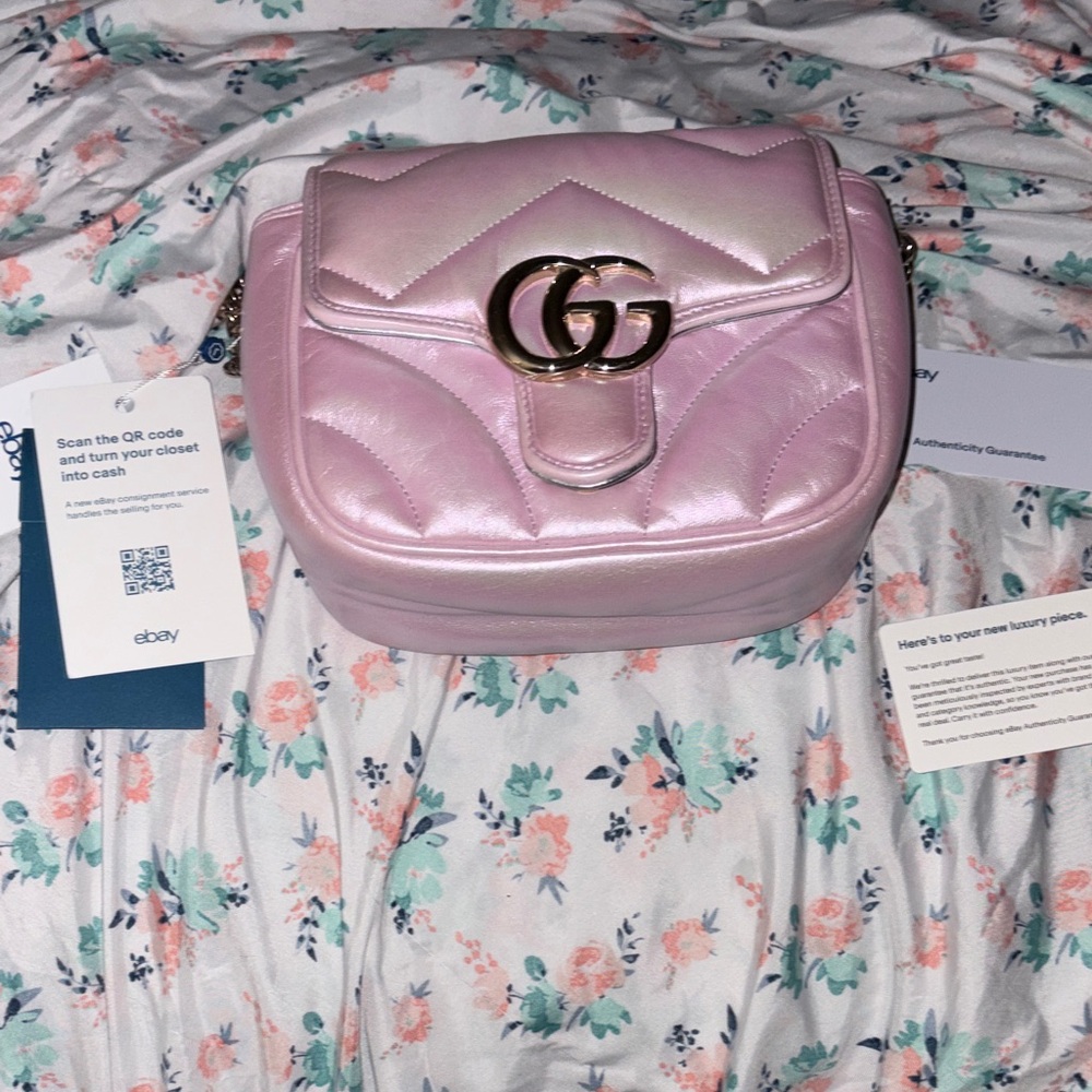 Gucci Pink GG Marmont Quilted Leather Shoulder Bag COA CERTIFIED